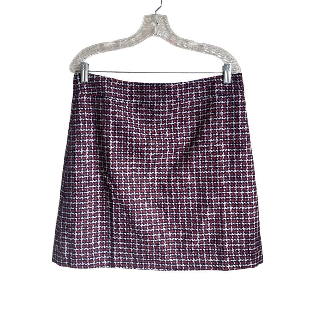 NWT J. Crew Plaid Wool Blend Red White & Blue Mini Skirt 12